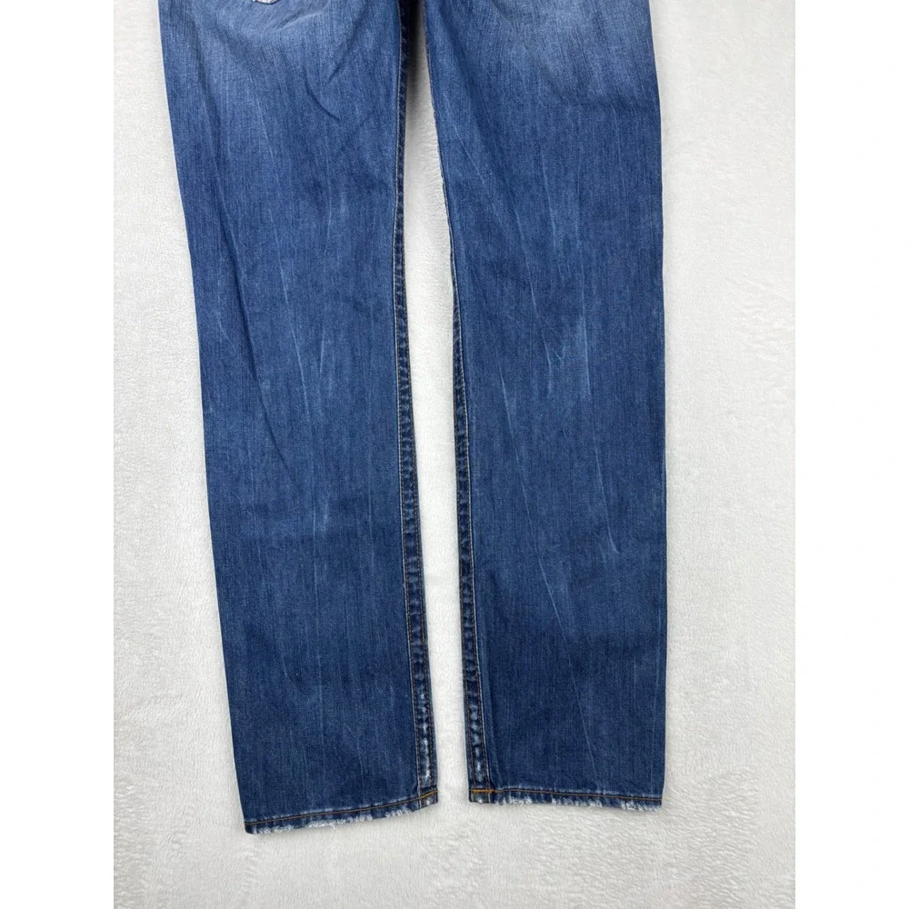 True Religion Mens 33x33 Jeans Grungy Distressed Blue Faded Denim